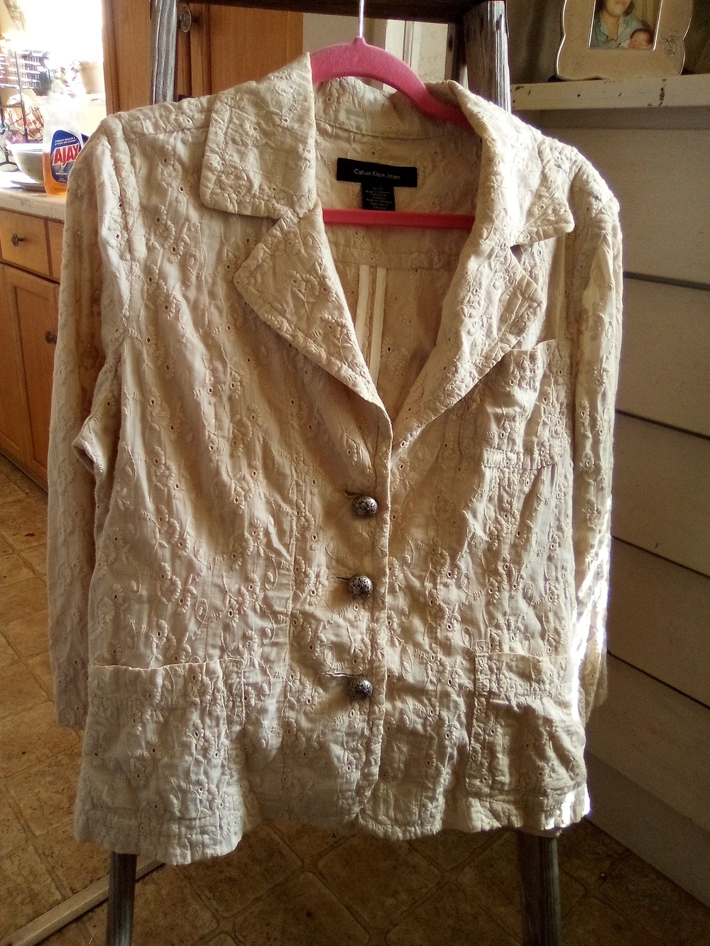 Calvin Klein Jeans Eyelet Embroidered Button Jacket XL